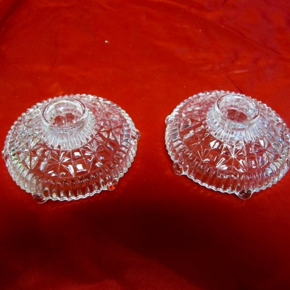 VTG 60'S PAIR OF TAPERED GLASS CANDLE HOLDERS, DOME SHAPED W/CUTS